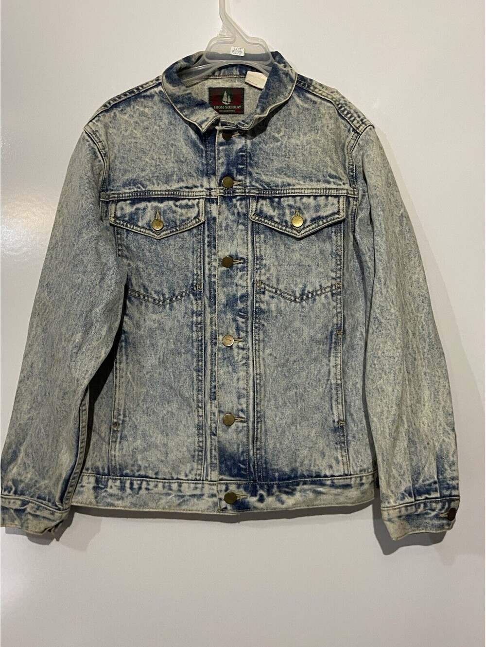 Womens HIGH SIERRA Vintage Acid Wash Denim Trucker Jacket Sz L
